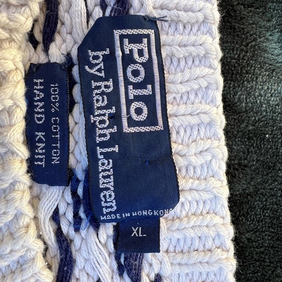 Ralph Lauren White and Navy Crewneck Sweater with Airplane Design - Picture 2 of 3